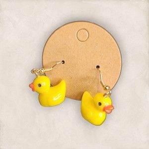 Yellow Rubber Ducky Earrings: Acrylic Dangle Wire Hook Earrings